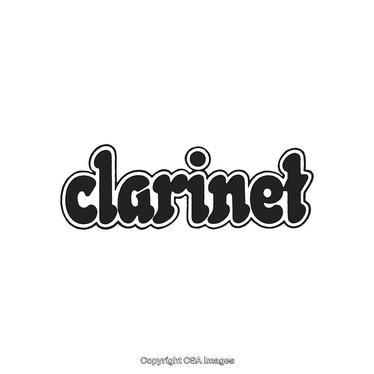 Stylized Text Graphic Design of the Word Clarinet in Black and White