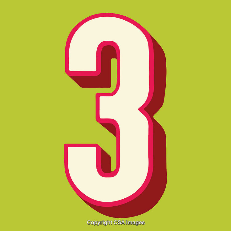 Bold 3D Number Three Design on a Vibrant Lime Green Background