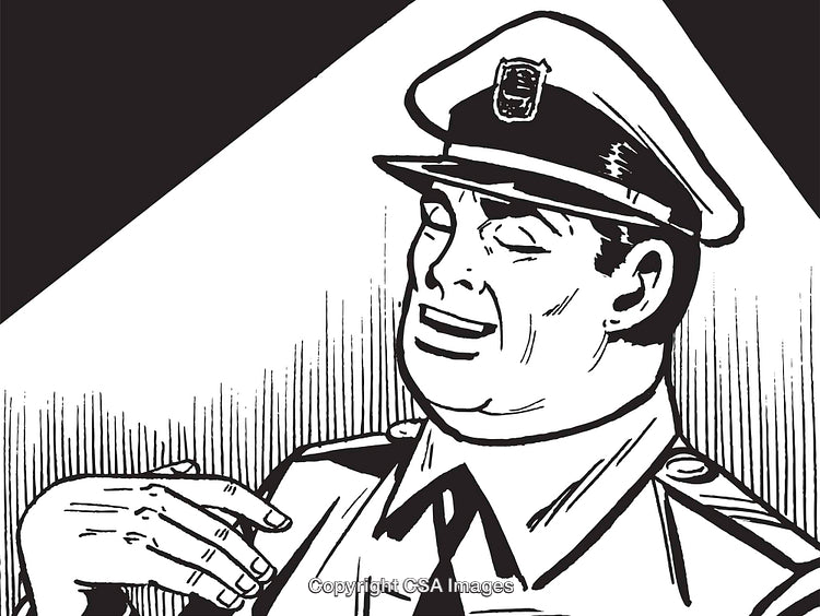 Retro Illustration of a Policeman in Uniform With a Fun Expression