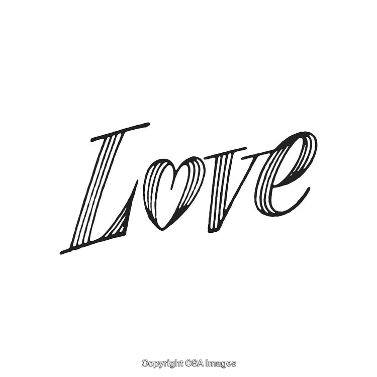 Hand-Drawn Typography of the Word Love with Heart Shape Detail