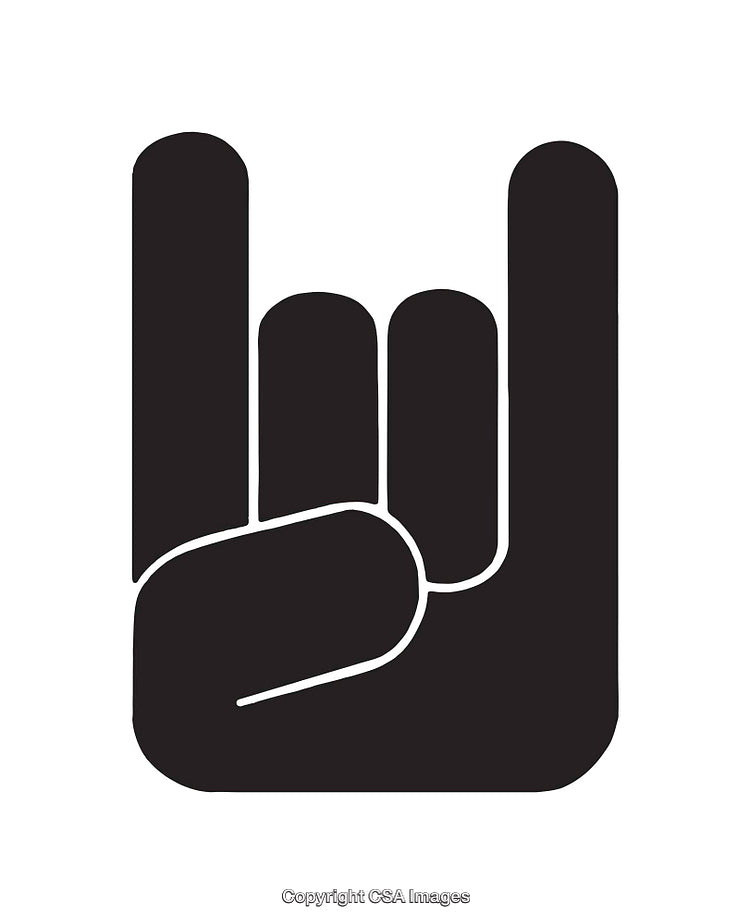 Black and White Rock Hand Gesture Art Illustration