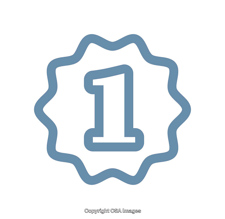 Simple Blue Icon of Badge with Number One Inside