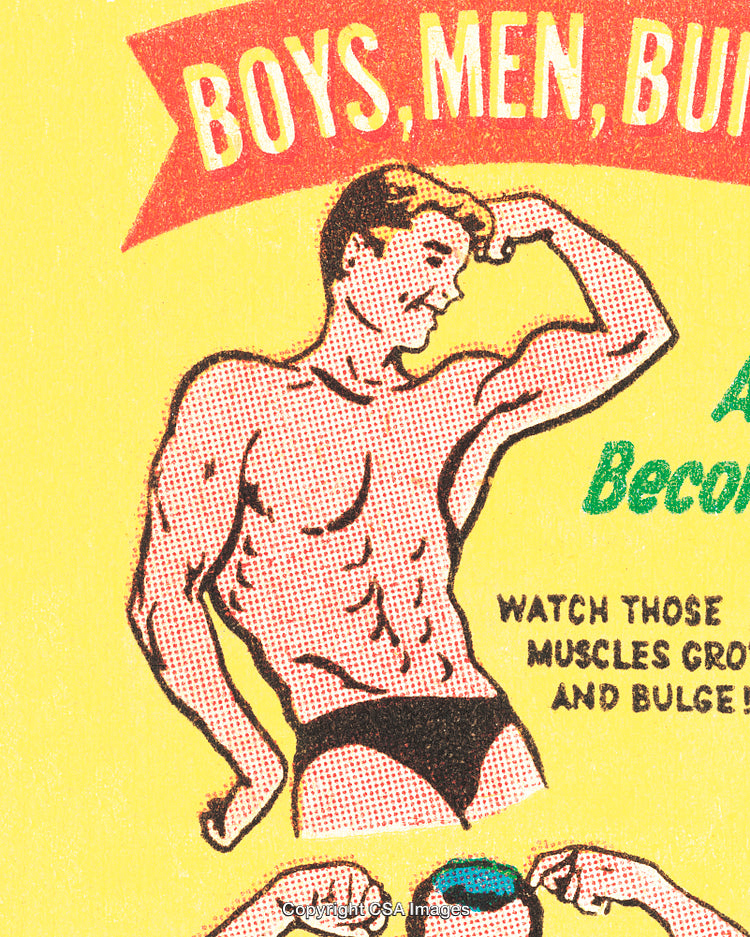 Retro Comic Style Bodybuilding Illustration With Vibrant Colors