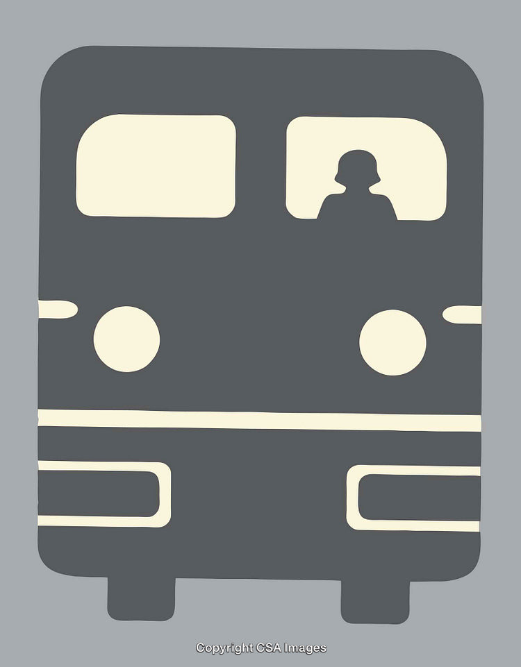 Silhouette of a Train and Person in Minimalist Color Line Art Style