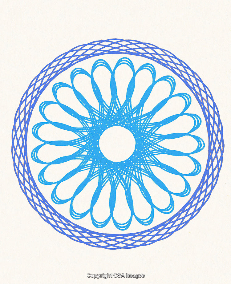 Detailed Blue Circular Geometric Design With Intricate Patterns and Symmetry