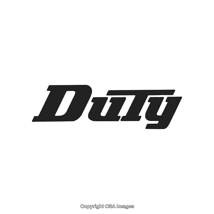 Black Stylized Typography Featuring the Word Duty on White Background
