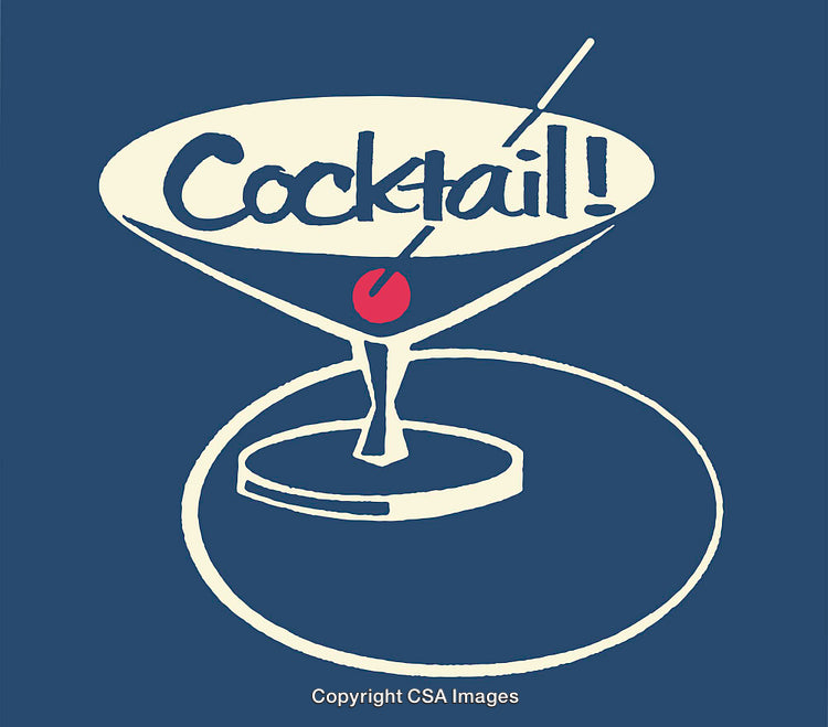 Colorful Line Art Illustration of a Cocktail Glass With a Cherry