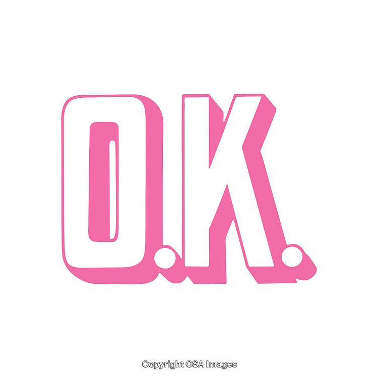 Bold Pink and White Text Design Reading 'O.K.' for Creative Use