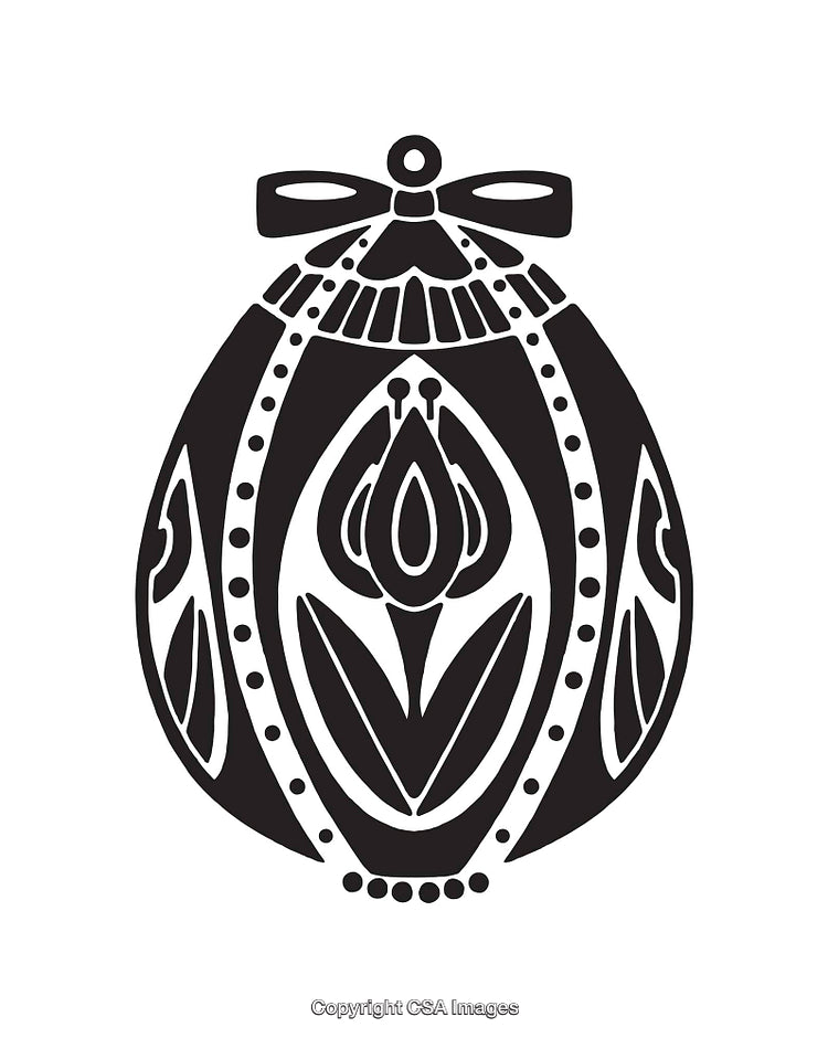 Elegant Black and White Decorative Egg Design with Ornamental Details