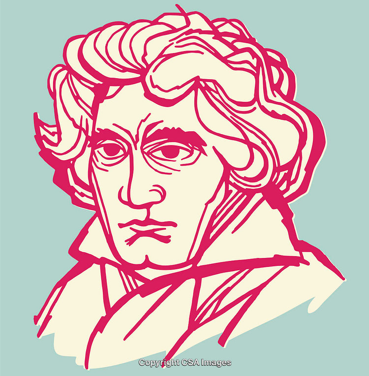 Bold Line Art Illustration of a Classical Historic Figure