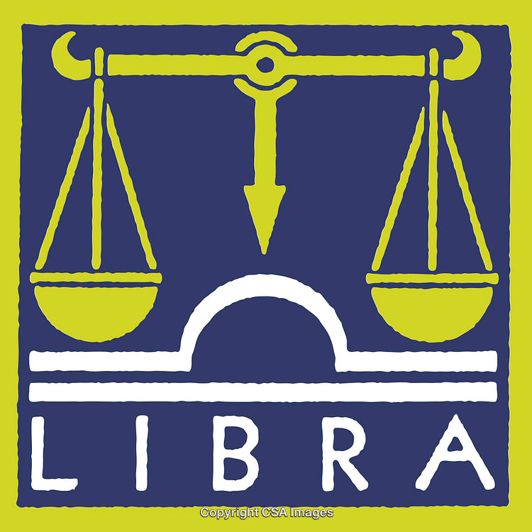 Colorful Libra Zodiac Illustration Featuring Scales and Vibrant Green and Blue Tones