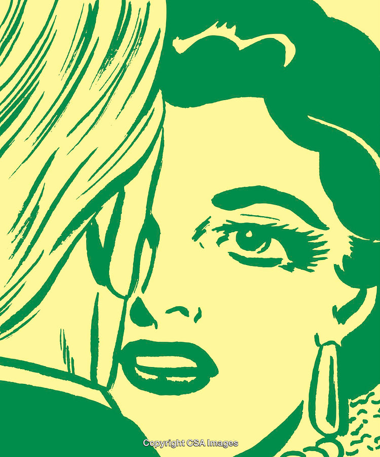 Retro Pop Art Illustration of a Woman's Emotional Expression