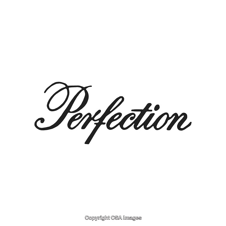 Elegant Black Script Typography Depicting the Word 'Perfection' on White Background