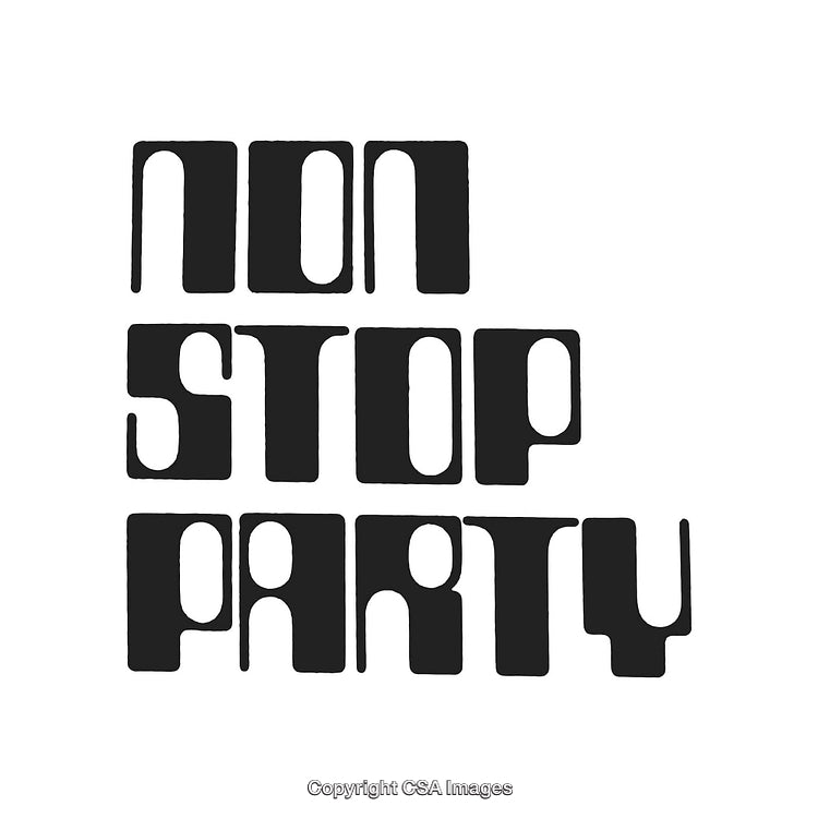 Retro Typography Design Displaying Nonstop Party in Bold Black Lettering