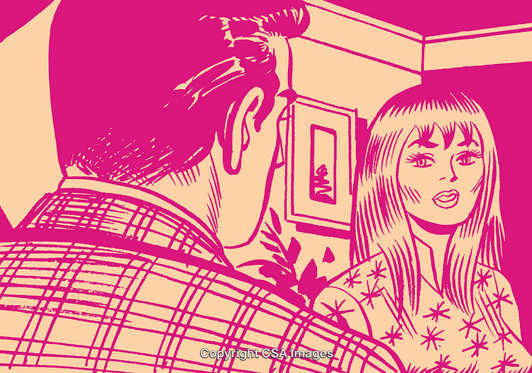 Retro Comic Illustration of a Couple Engaged in a Conversation, Pop Art Style