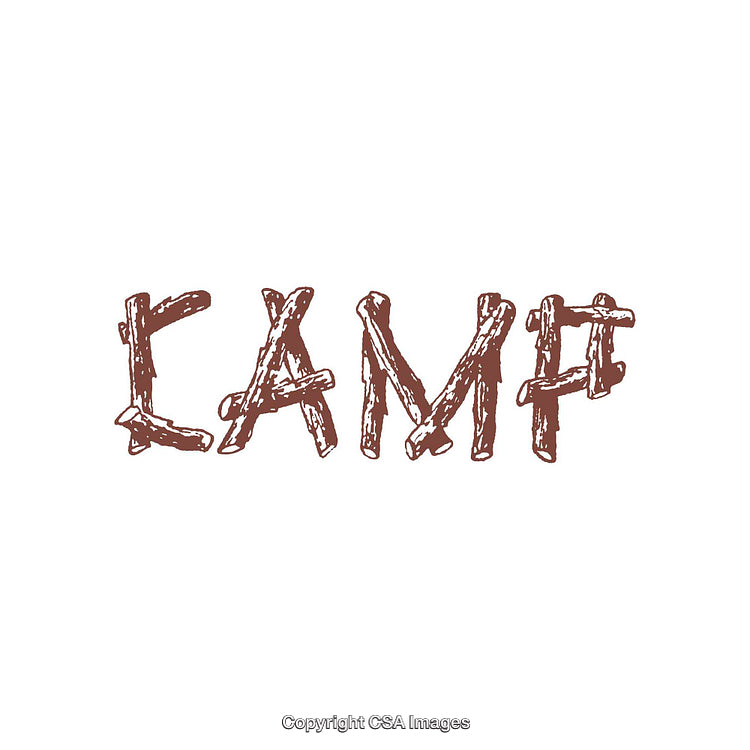 Rustic Text Design Made With Wooden Sticks For Camp Theme