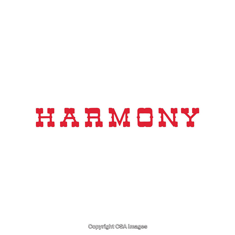 Red Typography Featuring the Word Harmony on White Background