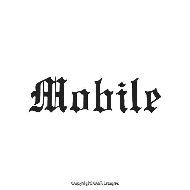 Gothic Styled Typography of the Word 'Mobile' in Black Letters
