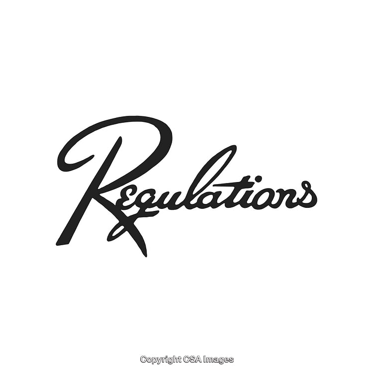 Elegant Script Title Featuring Regulations Term in Black Calligraphy Font