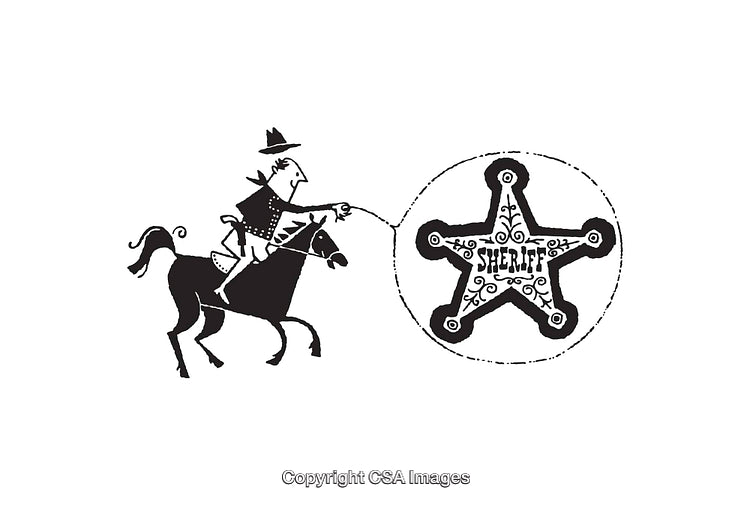 Retro Sheriff Character Illustration in Western Style with Badge Icon