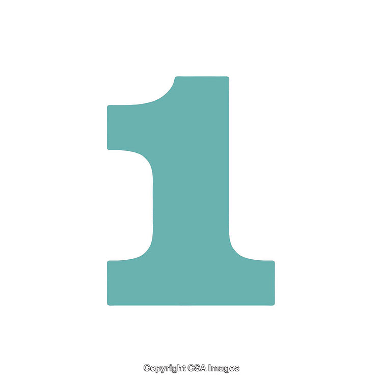 Turquoise Colored Number One On White Background Symbolizing Unity