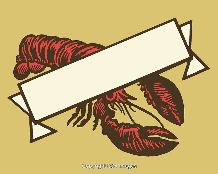 Vintage Lobster Illustration With Banner on Beige Background