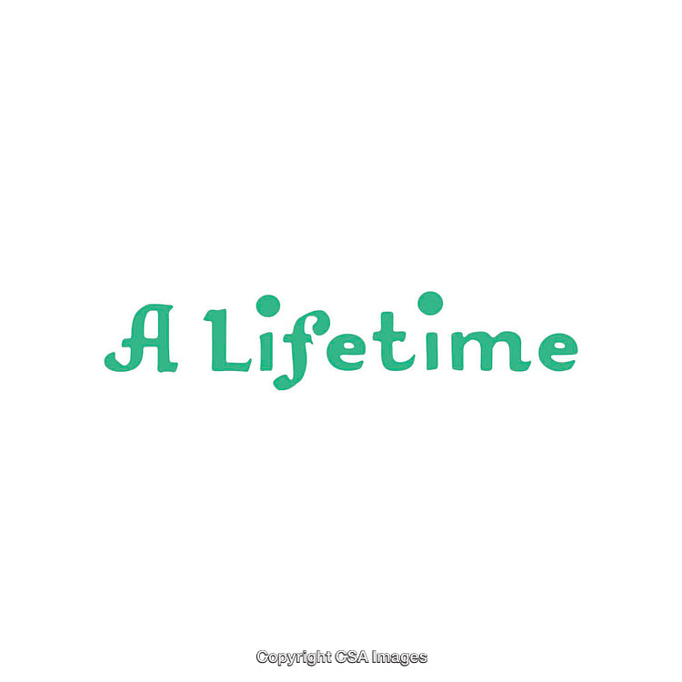 Simple Green Text Image Featuring the Phrase 'A Lifetime' on White Background