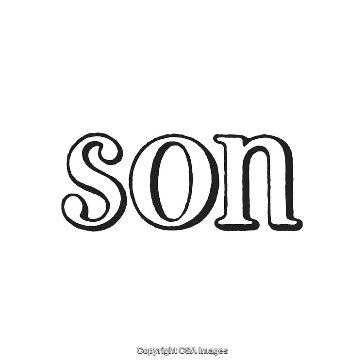 Vintage Styled Typography of the Word 'Son' in Black and White