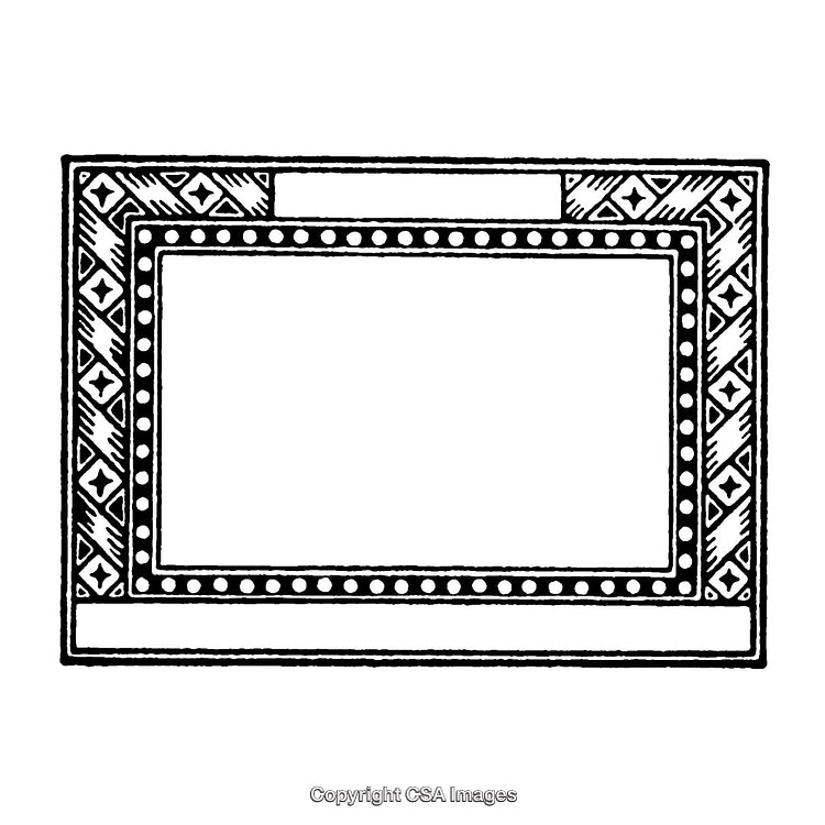 Intricate Black and White Geometric Border Frame Design with Patterns