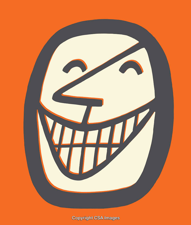 Vibrant Abstract Portrait of a Smiling Face in Line Art Style