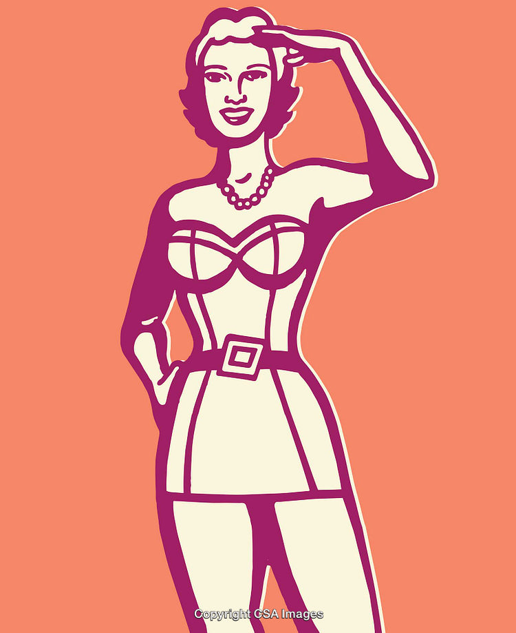 Stylized Pin-Up Woman Illustration with Retro and Minimalist Style