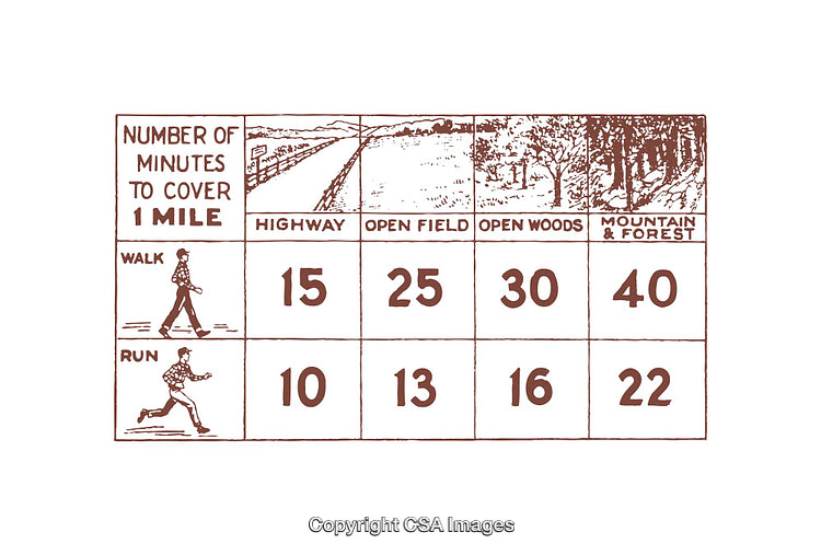 Time Requirements for Walking and Running Across Various Terrains