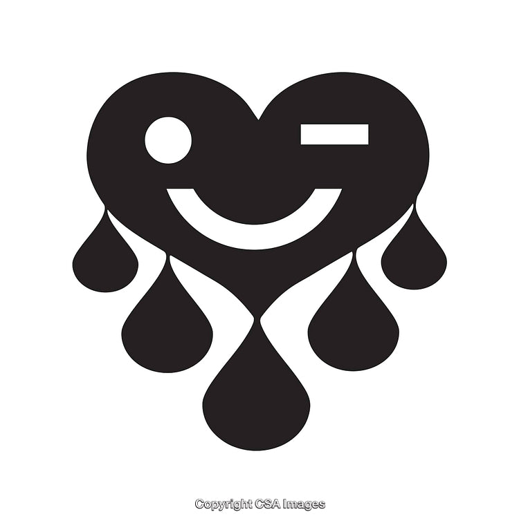 Minimalistic Black And White Heart Icon Design With Dripping Details