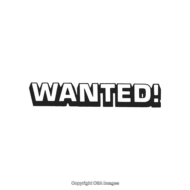 Bold Wanted Text Design Isolated on a Clean White Background