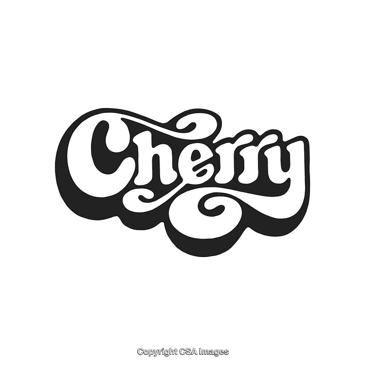 Retro Cherry Typography Design with Swirly Font in a Bold Style