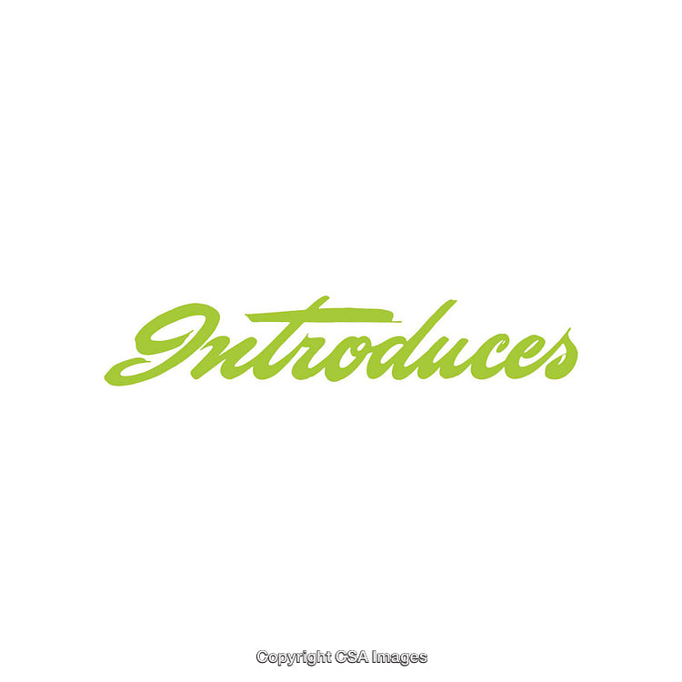 Green Stylized Handwritten Text 'Introduces' on a White Background