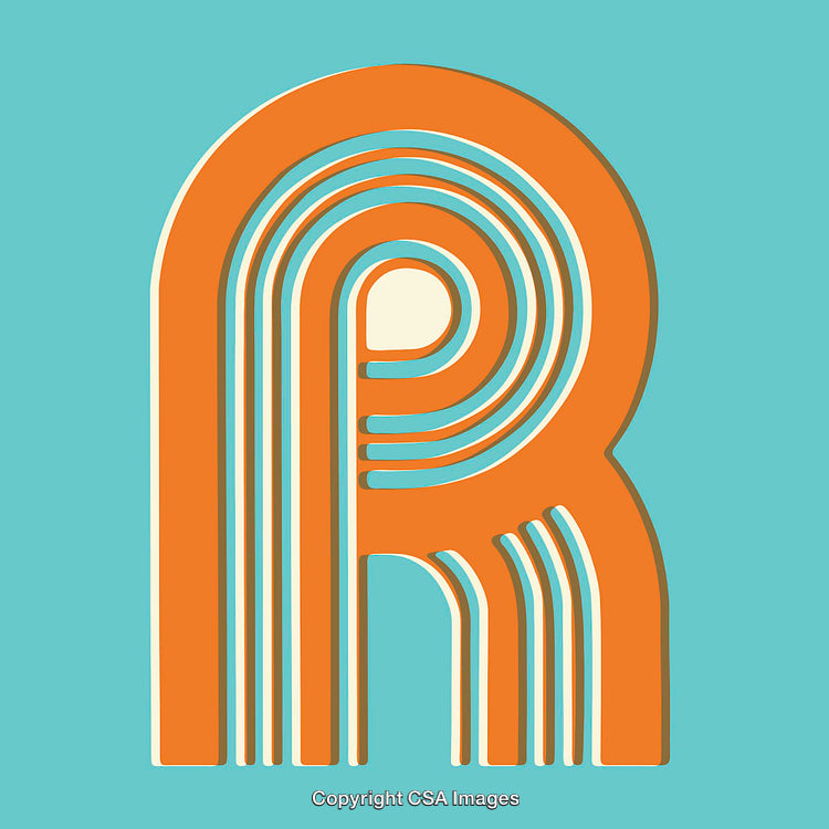 Stylized Retro Letter R Design on Vibrant Background