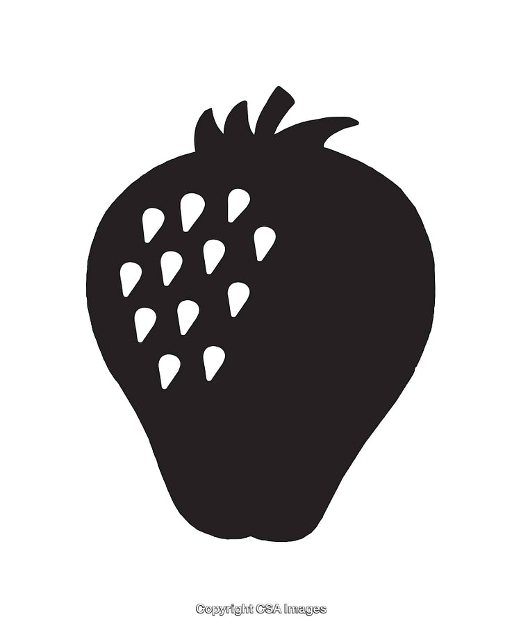 Black and White Icon of a Minimalist Strawberry Silhouette Design