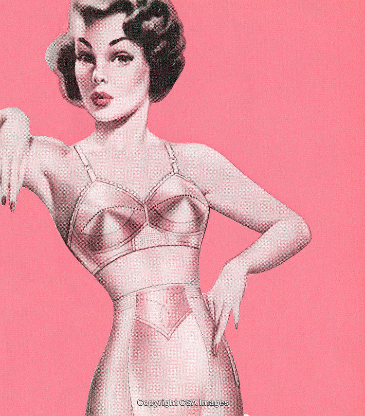 Vintage Retro Style Illustration of a Woman in Classic Lingerie
