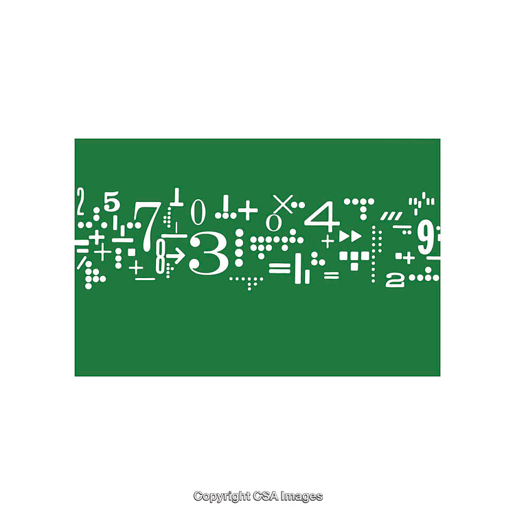 Green Mathematical Background Featuring White Numbers and Symbols Display