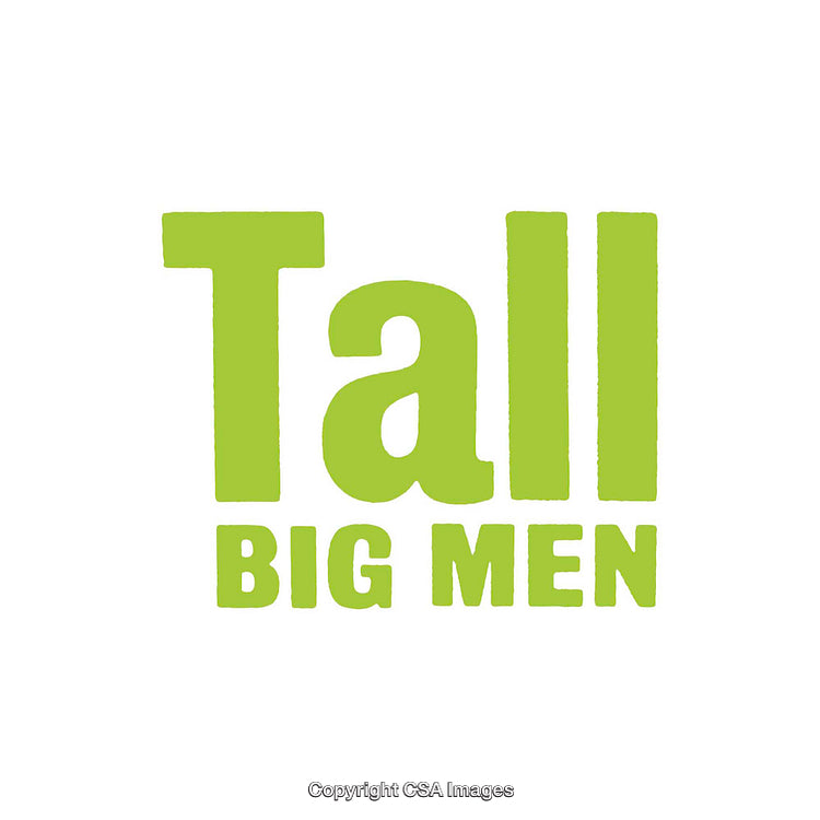 Green Text Logo Emphasizing Tall and Big Men in Bold Lettering