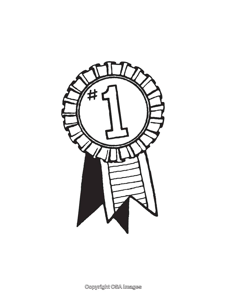 Black and White Line Art of a Champion Rosette