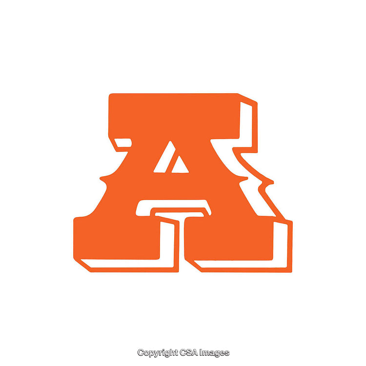 Bold Orange Letter A with Stylized Design on White Background