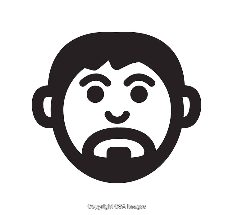 Minimalistic Black and White Icon of Bearded Face