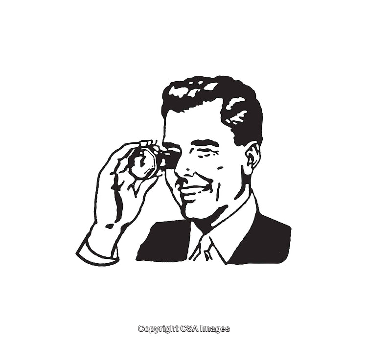 Black and White Illustration of a Businessman with a Confident Smile