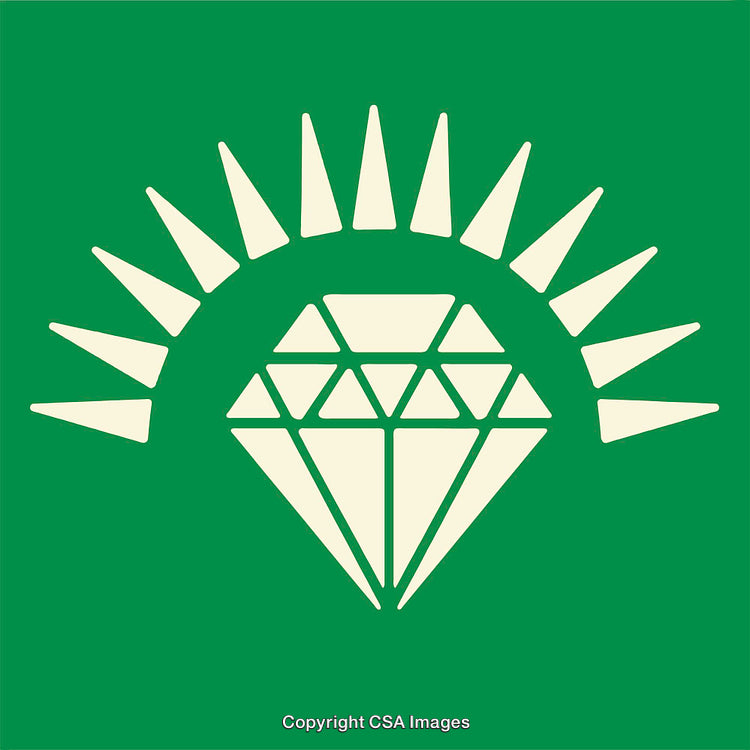 Stylized Green and Beige Diamond Illustration with Radiant Lines Design