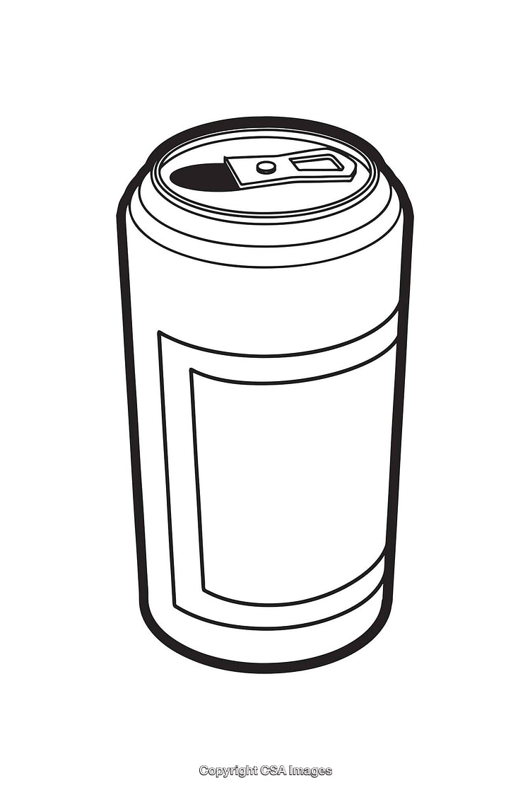Black and White Line Art of a Soda Can Illustration