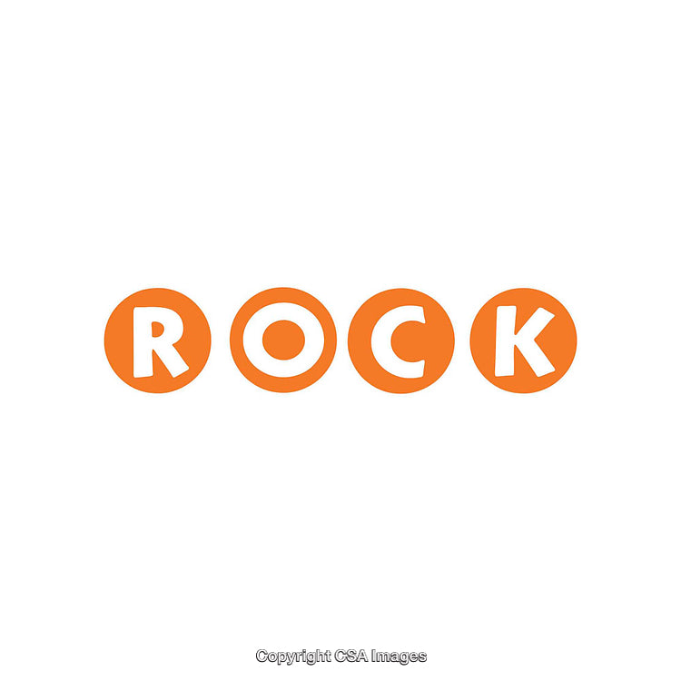 Bold Typographic Design Featuring the Word ROCK in Orange Circles