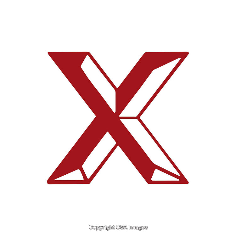 Bold Red Greek Chi Symbol Design Isolated on White Background