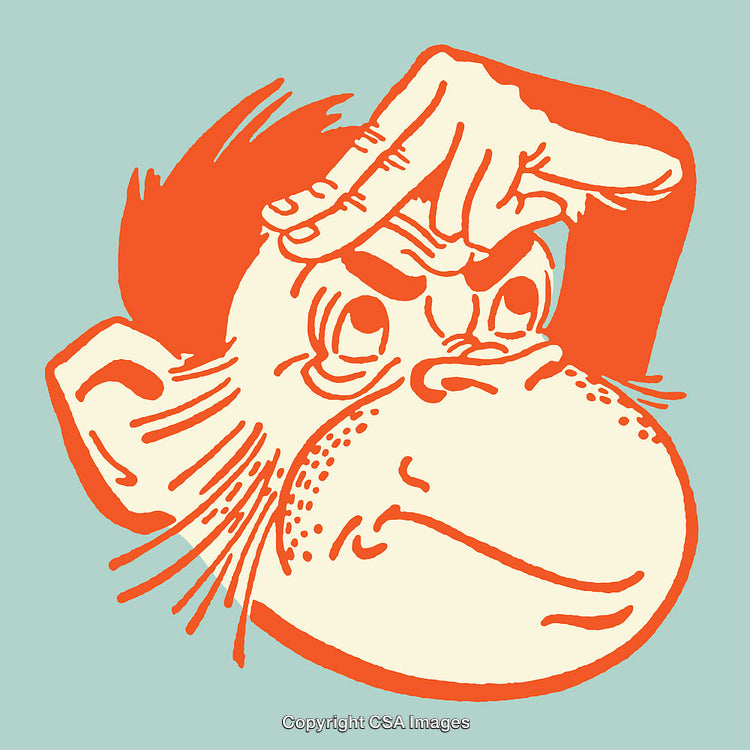 Colorful Illustration of a Monkey with a Hand Gesture over Forehead
